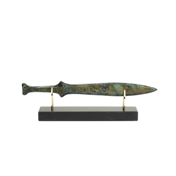 Spartan Soldier Sword on Marble Base - Bronze - Image 1