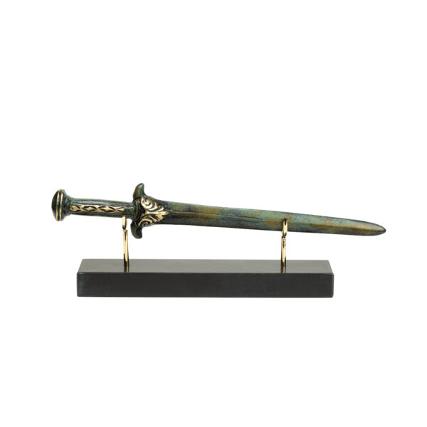 Ancient Spartan Sword on Marble Base - Bronze - Image 1
