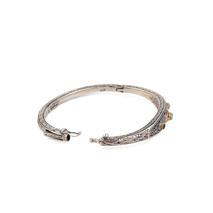 Gerochristo - Mediterranean Bracelet in 18K Gold and Sterling Silver with Blue Topaz - Image 3