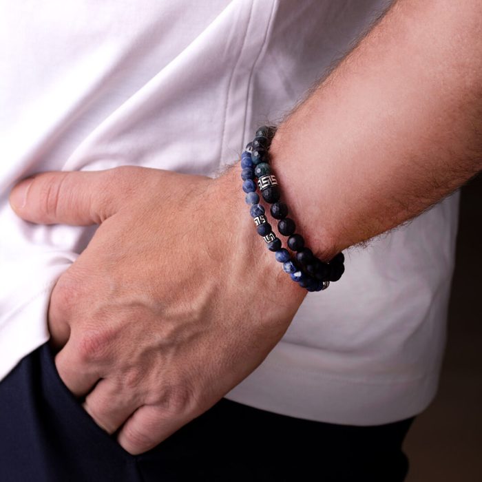 Meander Bracelet with Sodalite Beads - Sterling Silver - Image 2