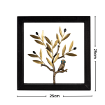 Διακοσμητικό Ξύλινο Κάδρο 25X25 cm – Κουκουβάγια Ορείχαλκος - Image 3