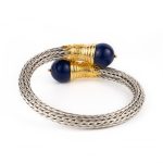 Lapis Lazuli Hinge Bracelet - Sterling Silver & Gold Plated - Image 2
