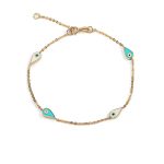 Evil Eyes Chain Bracelet - 14K Yellow Gold and Enamel