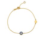 Round Enamel Evil Eye Bracelet with Cross - Sterling Silver and Plated