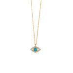 Open Eye Necklace with White Zircon – 14K Gold