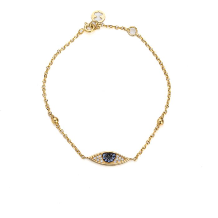 Sterling Silver Gold Plated Chain Bracelet with Eye - Image 1