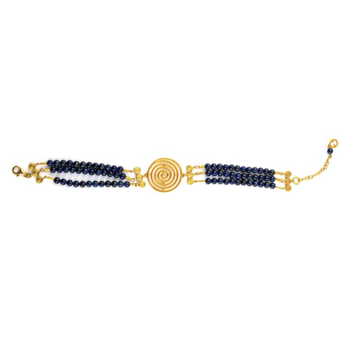 Spiral Bracelet with stones - Sterling Silver and Gold Plated - Image 2