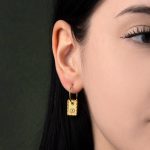 Sterling Silver Hoop Earrings with Engraved Eye - Image 2