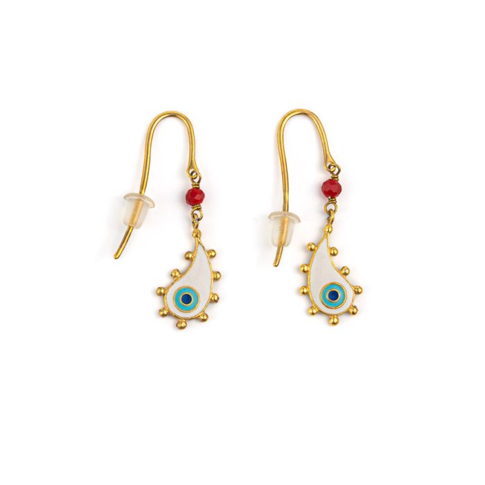 Sterling silver Gold Plated Drop Evil Eye earrings - Image 1