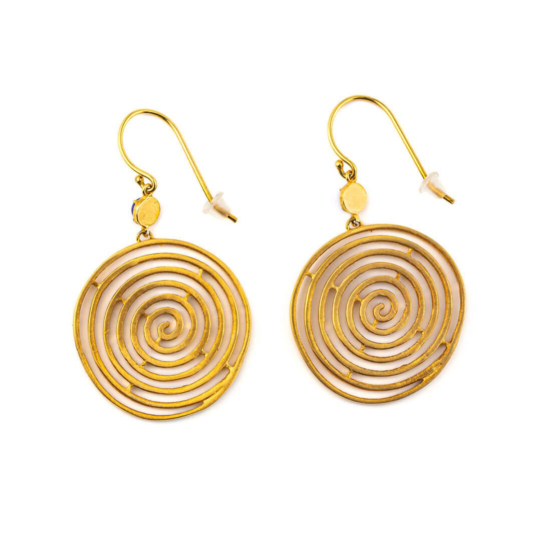 AR-SK-02966025B Spiral Dangle Earrings in Sterling Silver and Gold Plated - Image 2