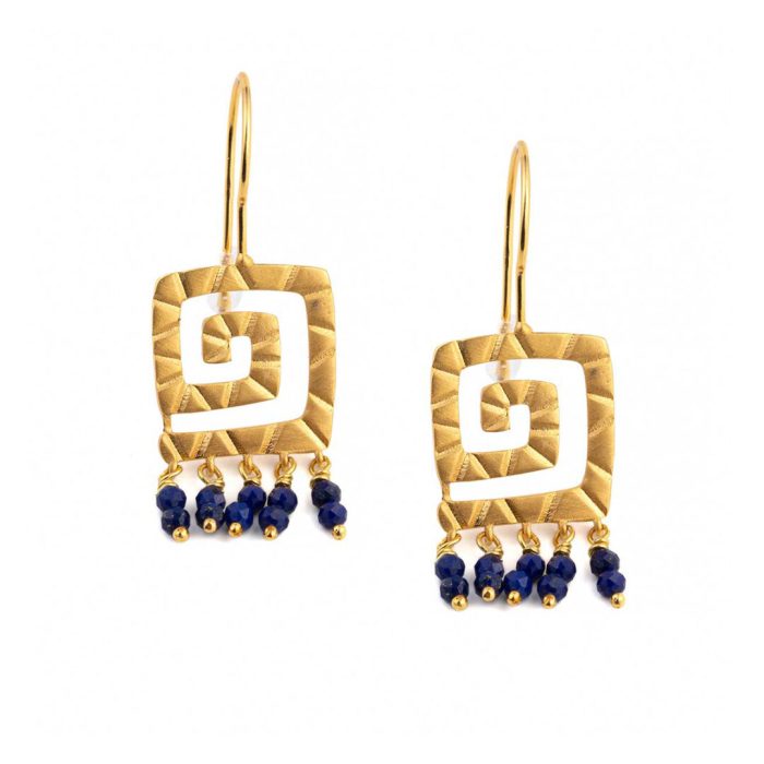 Sterling Silver Greek Key Meander Earrings - Image 1