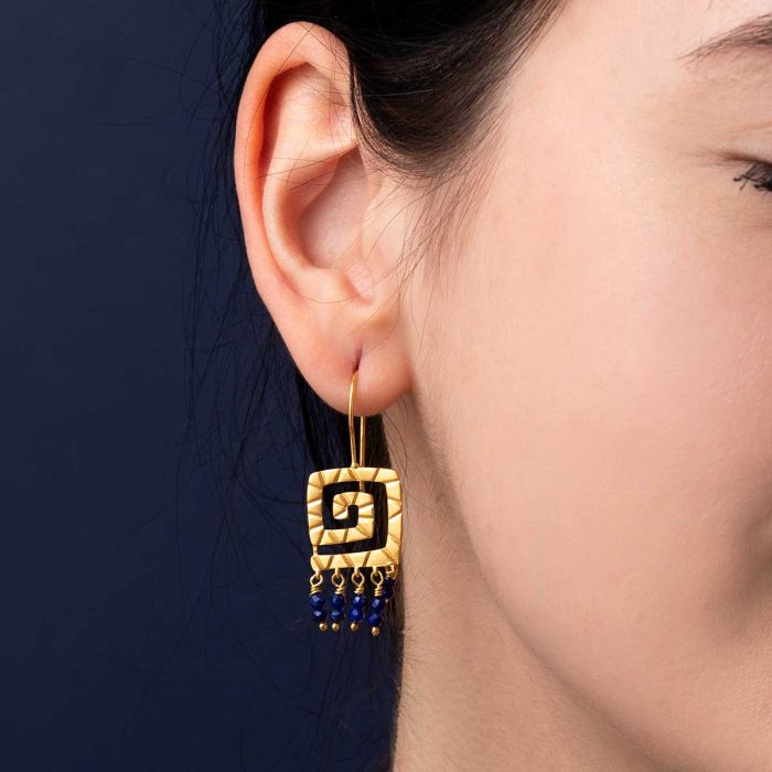 Sterling Silver Greek Key Meander Earrings - Image 2