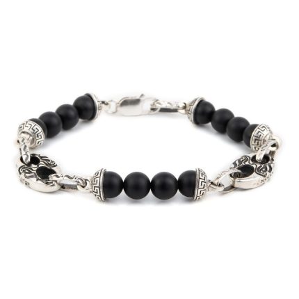 Βραχιόλι από Ασήμι 925 με Onyx Πέτρες