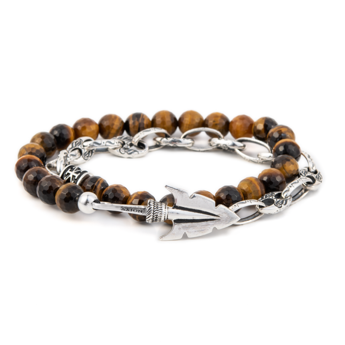 Βραχιόλι Βέλος με Πέτρες Tiger Eye – Ασήμι 925 - Image 1