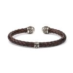 Greek Key Leather Cuff Bracelet – Sterling Silver Axion Jewelry