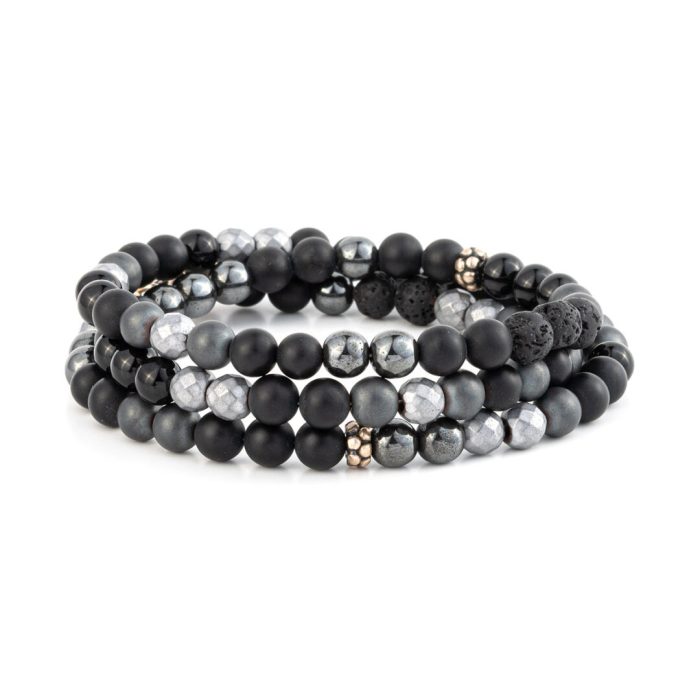Bracelet Sterling Silver with onyx and hematite beads - Image 1
