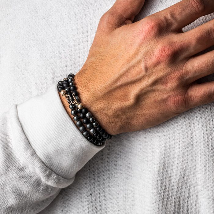 Bracelet Sterling Silver with onyx and hematite beads - Image 2