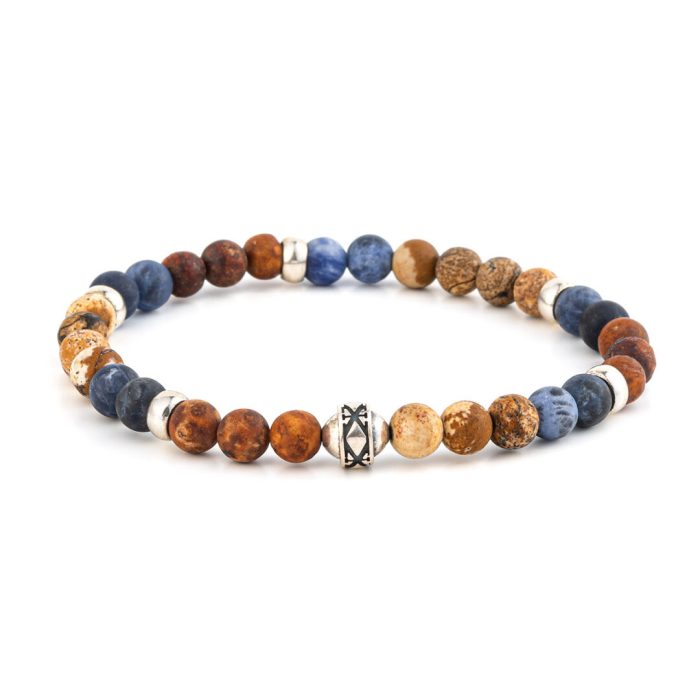 Sterling silver bracelet with sodalite jasper agate beads - Image 1