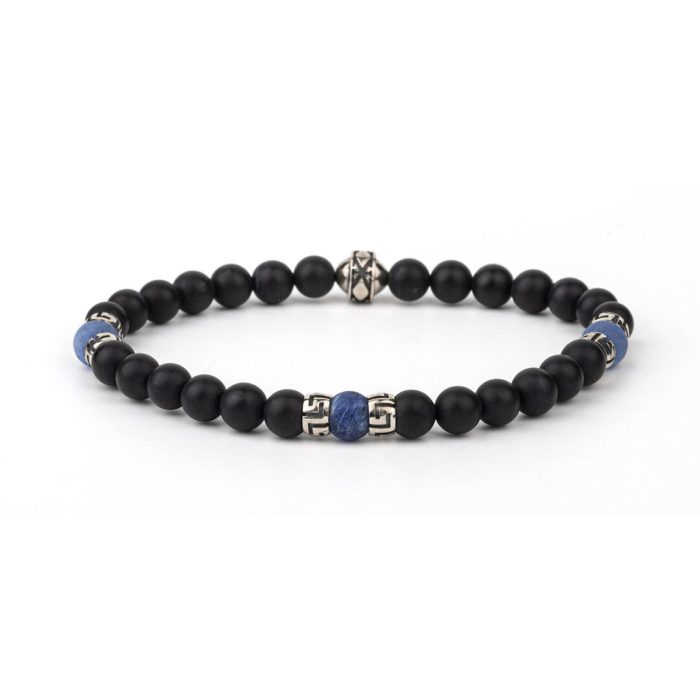 Greek Key Bracelet with Onyx – 925 Sterling Silver - Image 1