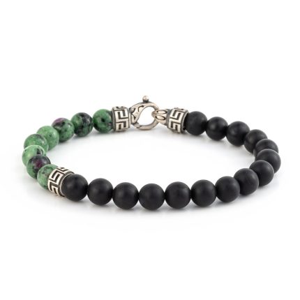 Meander Bracelet – 925 Sterling Silver with Black Onyx Beads