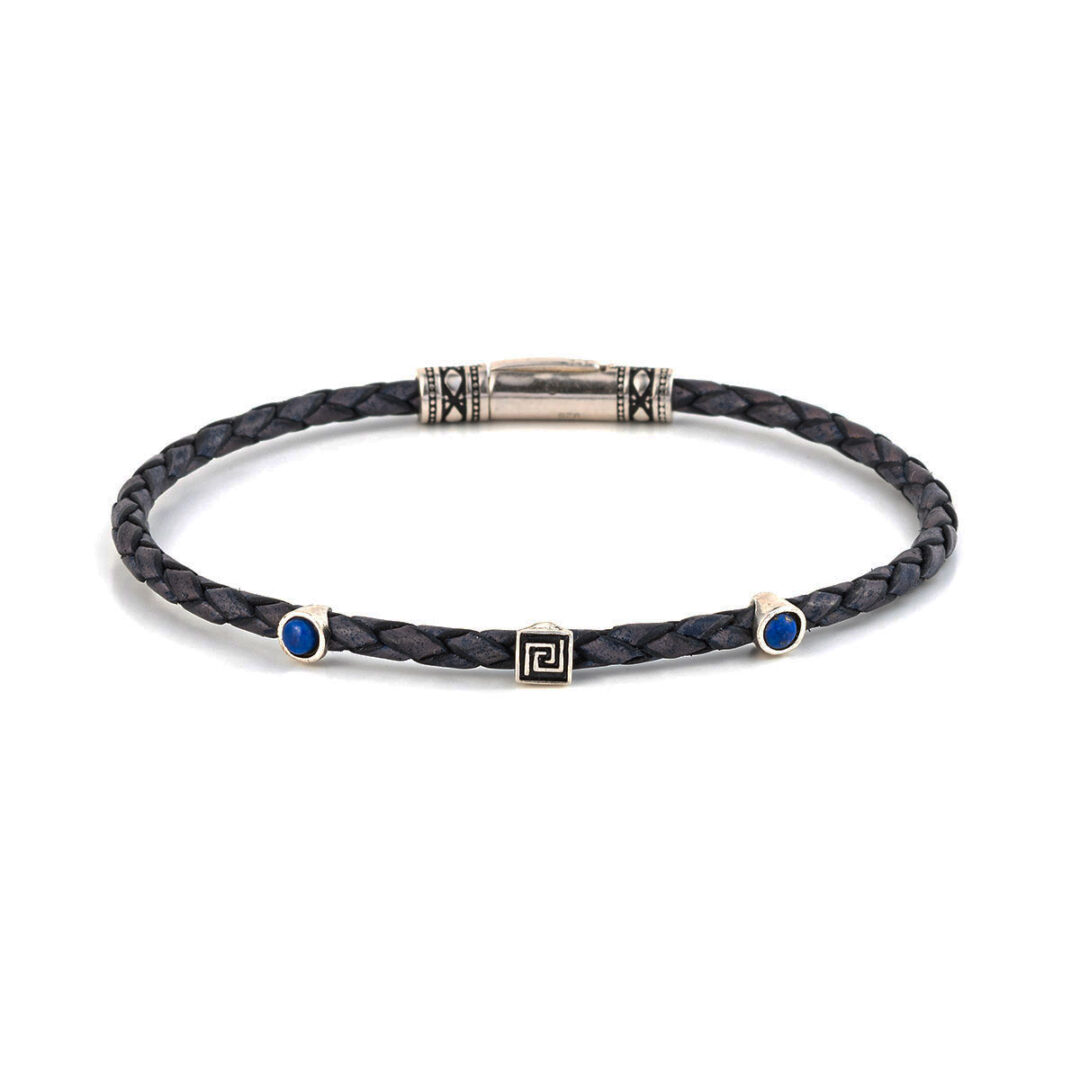 AX-B-05877015 Βραχιόλι Μαίανδρος – Ασήμι 925 και Λάπις - Image 1