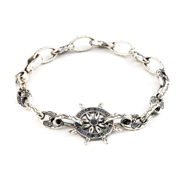 Sterling silver bracelet with ship’s wheel. - Image 1