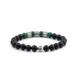 Meandros Motif Bracelet with Onyx and Malachite Beads - Image 3