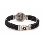 Alexander the Great Black Leather Bracelet – 925 Sterling Silver - Image 3