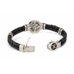 Athena Black Leather Chain Bracelet – 925 Sterling Silver - Image 2