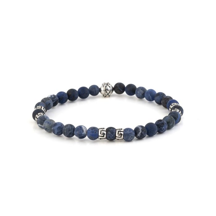 Meander Bracelet with Sodalite Beads - Sterling Silver