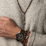 Fleurs De Lis Rosary Necklace with Tiger Eye Beads - 925 Sterling Silver - Image 2