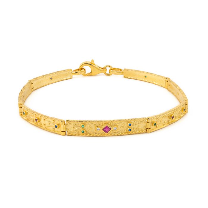 Βυζαντινό Βραχιόλι με κρύσταλλα Swarovski – Επιχρυσωμένο Ασήμι 925 - Image 1