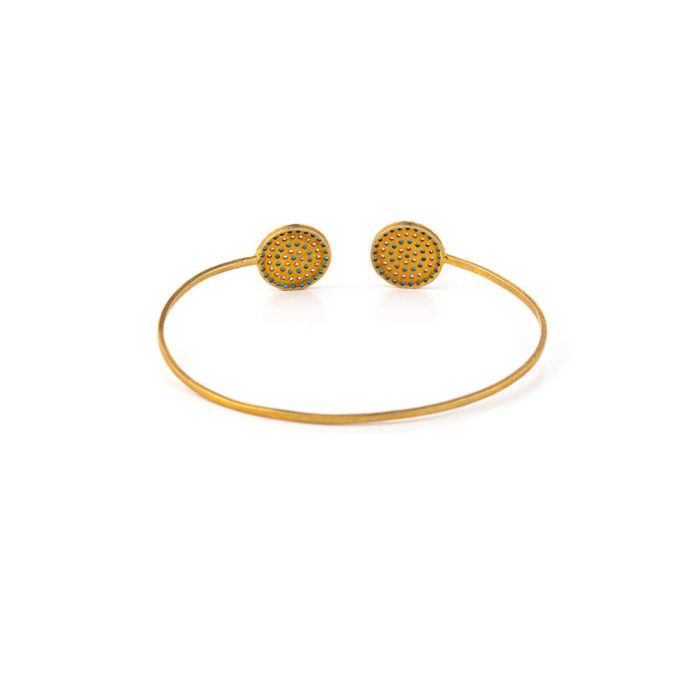 Blue Evil Eye Bracelet with Zircons - Silver and Gold Plated - Image 3