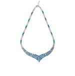 Greek Key Necklace with Blue Opal - Sterling Silver - Image 4