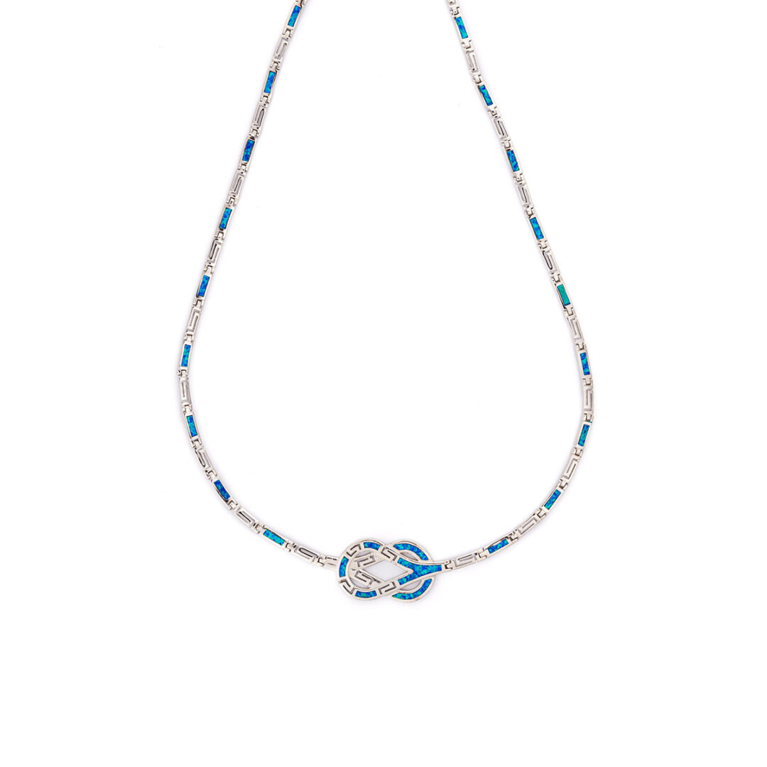 CH-NE-0377401300-copy Meander Necklace - Blue Opal and Sterling Silver - Image 1