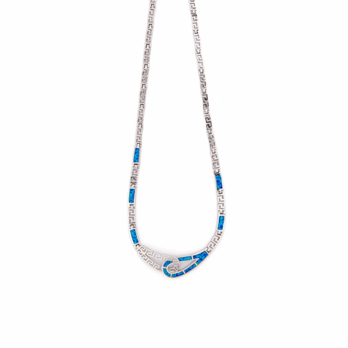 Meandros Necklace - Sterling Silver and Blue Opal - Image 1