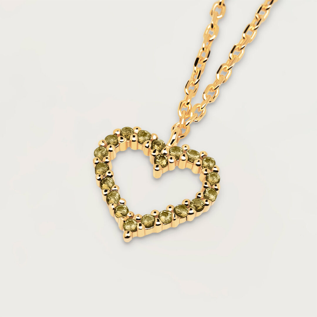 CO01-223-B PD Paola Olive Heart Necklace Gold - Image 3