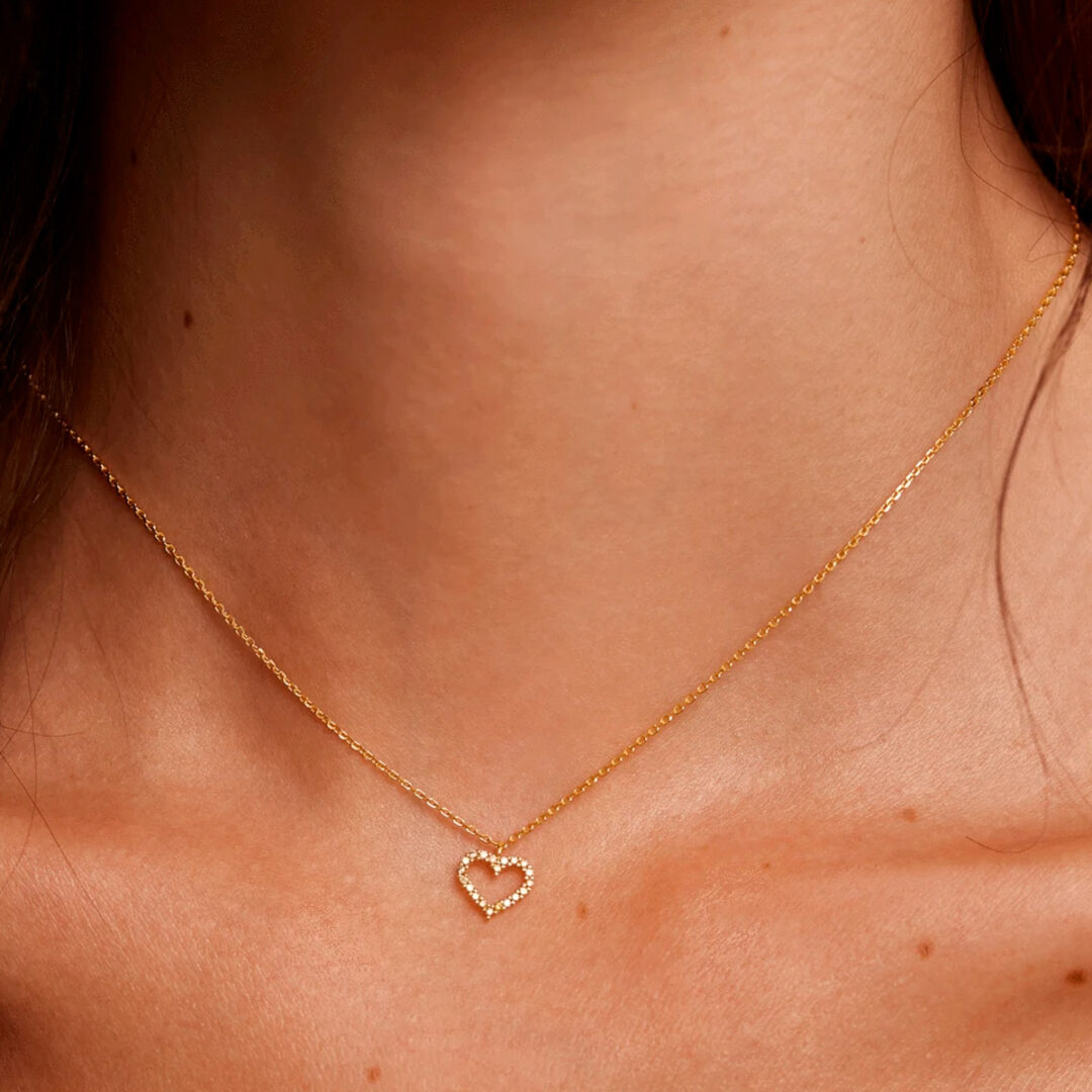 CO01-223-D PD Paola Olive Heart Necklace Gold - Image 2