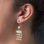 Amazonite and Pearls Dangle Earrings - Image 2