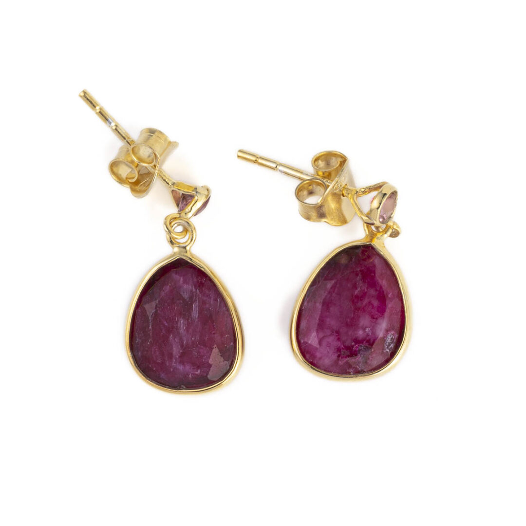 EI-E-03175013-b Ruby and Tourmaline Dangle Earrings - Image 3
