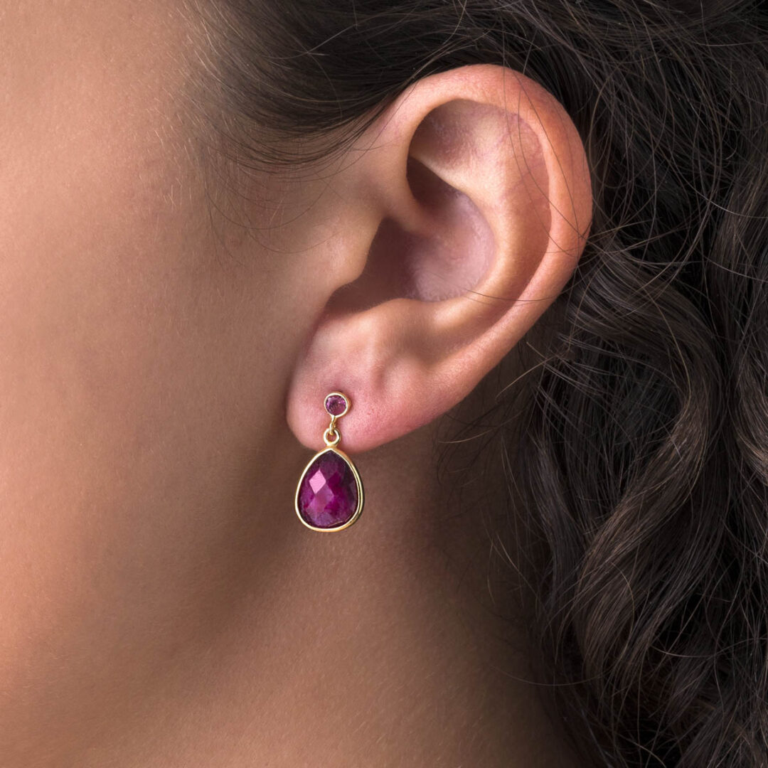 EI-E-03175013-m Ruby and Tourmaline Dangle Earrings - Image 2