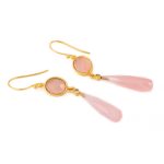Roz Quartz Dangle Earrings - Sterling Silver and Gold Plated - Image 3