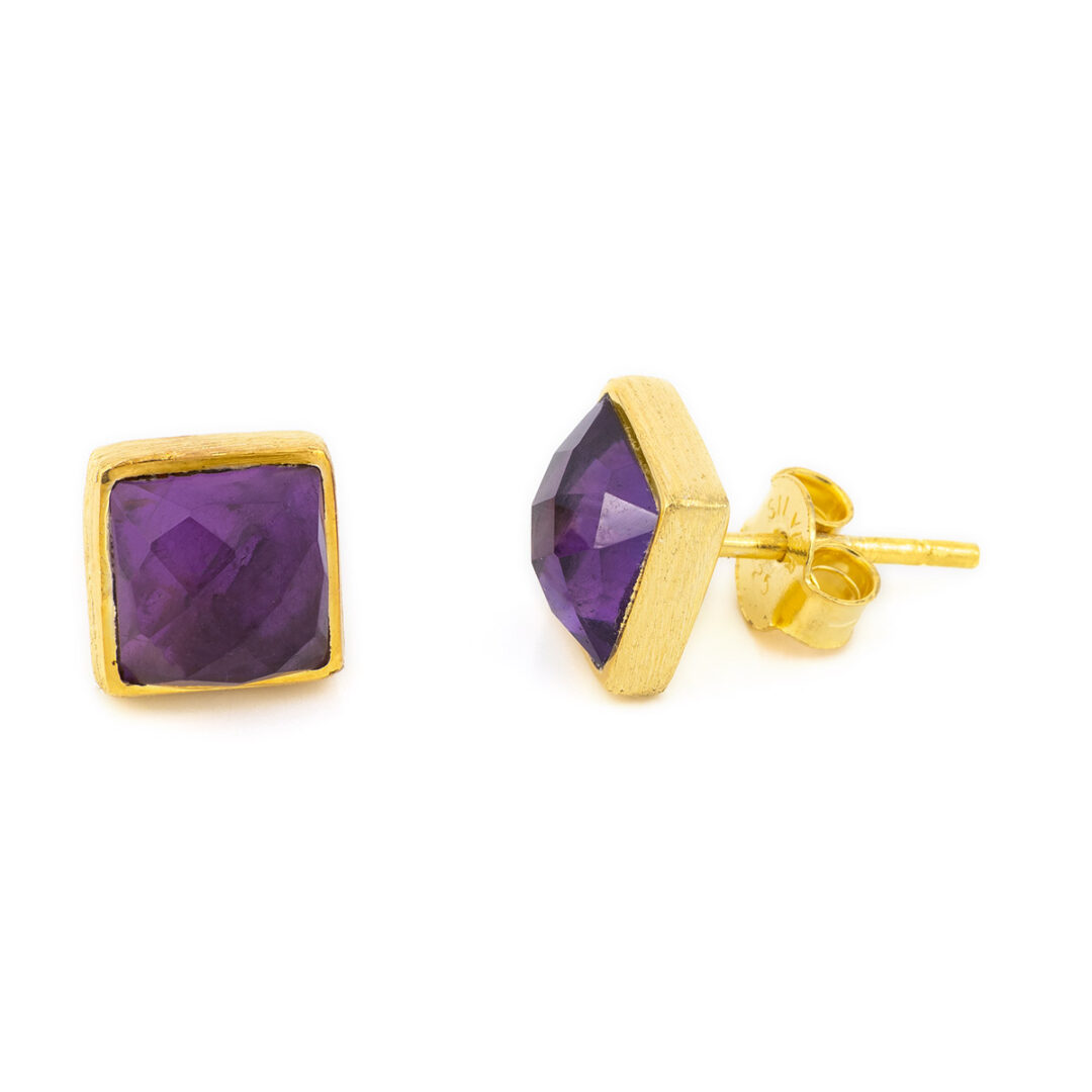 EI-E-032910b Amethyst Stud Earrings - Image 2