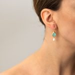 Sterling Silver Gold Plated Amazonite Doublet Earrings with Pearl - Image 3