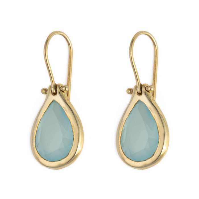 Σκουλαρίκια Δάκρυ Aqua Chalcedony – Ασήμι 925 Επιχρυσωμένο - Image 1