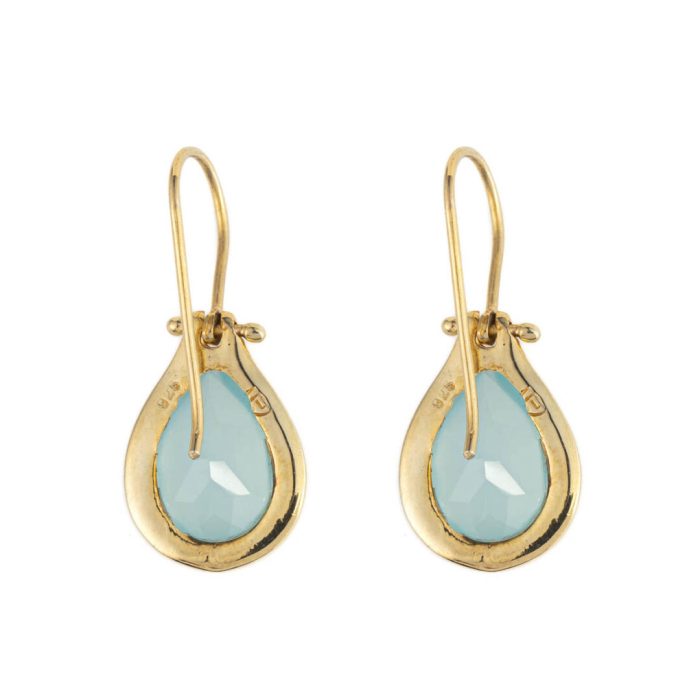 Σκουλαρίκια Δάκρυ Aqua Chalcedony – Ασήμι 925 Επιχρυσωμένο - Image 3