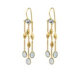 Κρεμαστά Σκουλαρίκια με Blue Topaz - Ασήμι 925 επιχρυσωμένα