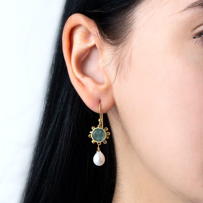 Labradorite Hook Earrings - 925 Sterling Silver and Gold Plated - Image 2
