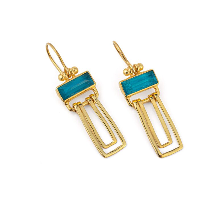 Pariba Long Earrings - 925 Sterling Silver and Gold Plated - Image 1