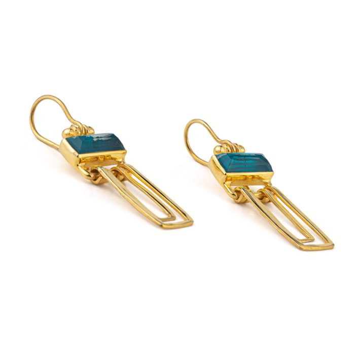 Pariba Long Earrings - 925 Sterling Silver and Gold Plated - Image 3